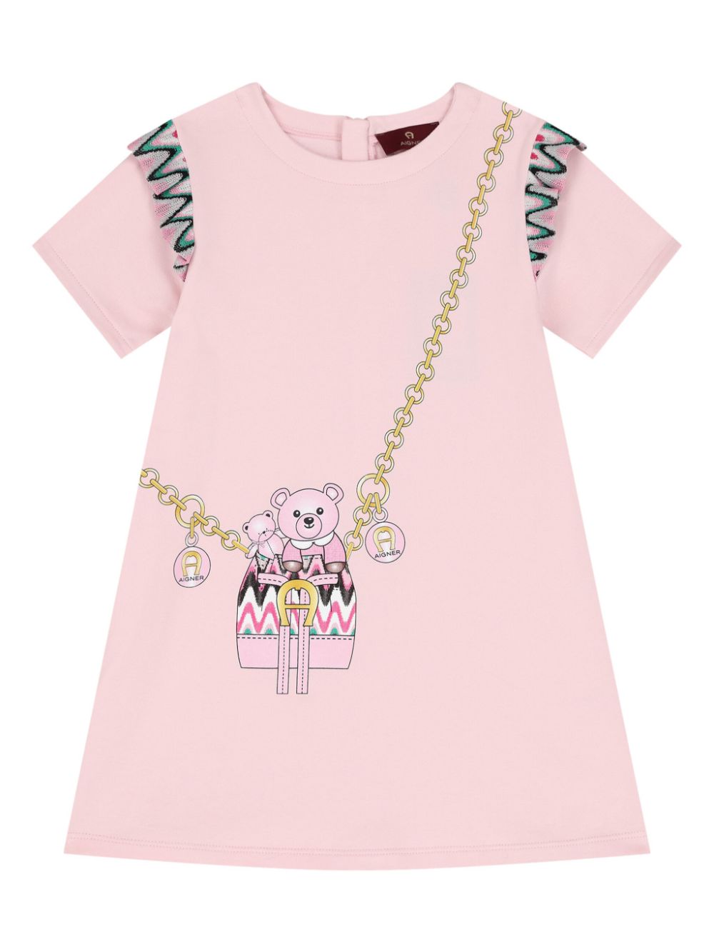 Aigner Kids graphic-print cotton-jersey dress - Pink von Aigner Kids