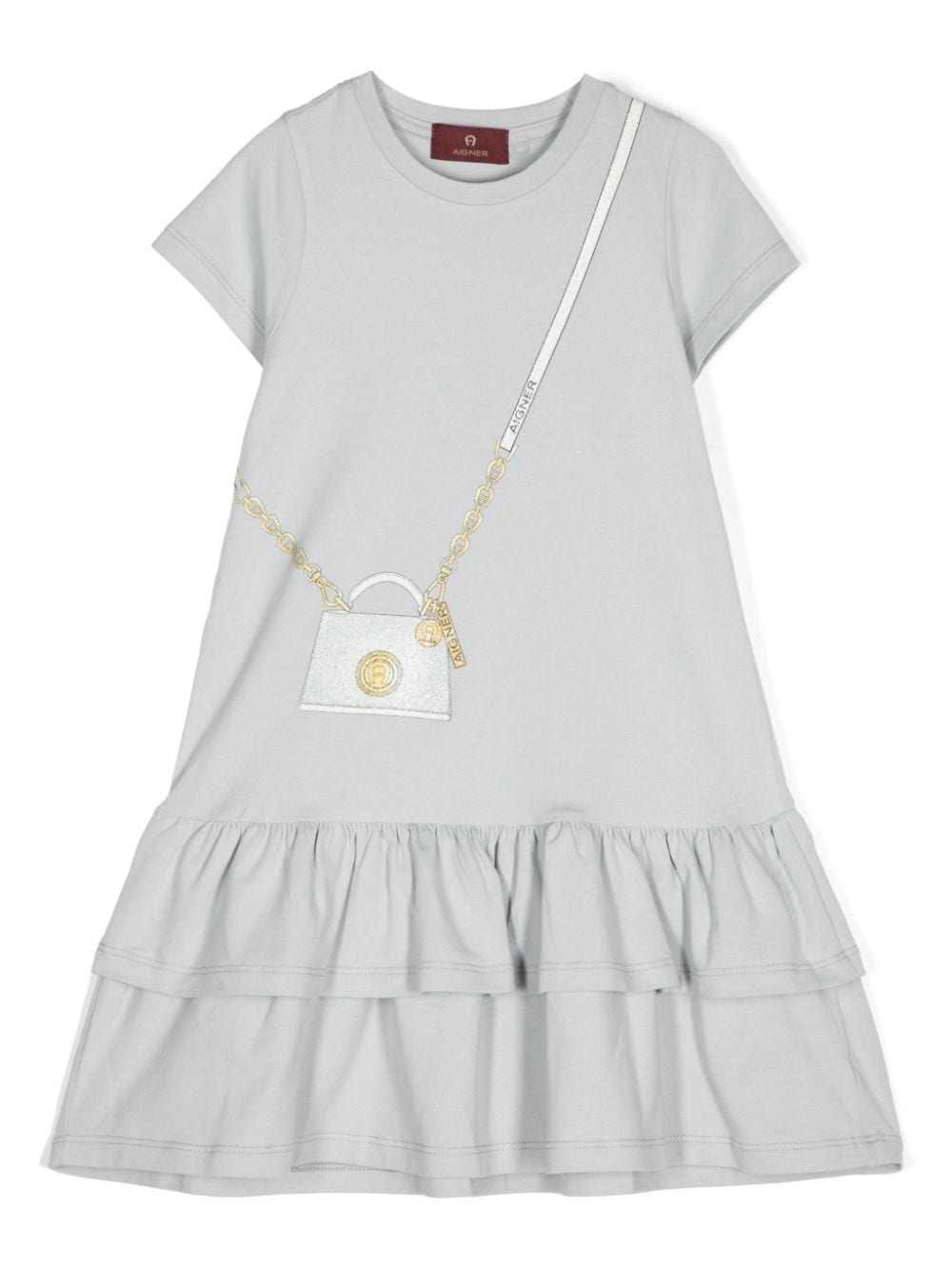 Aigner Kids graphic-print ruffled dress - Grey von Aigner Kids