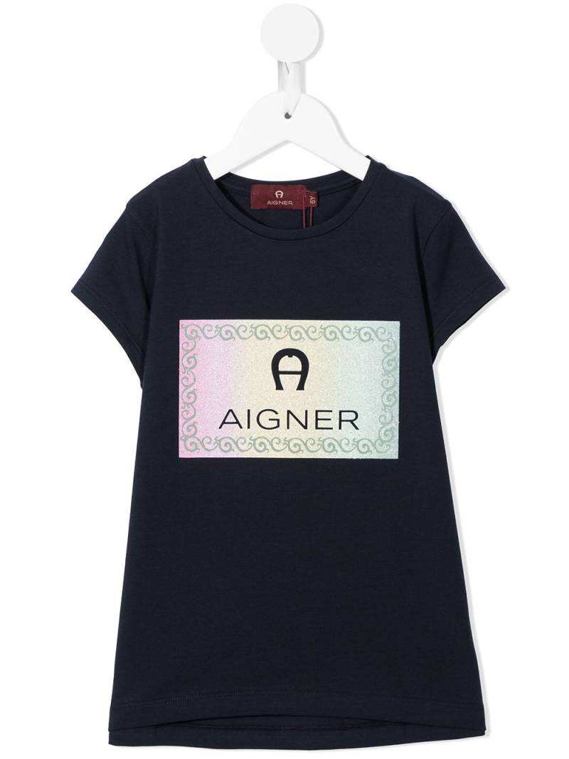 Aigner Kids logo cotton T-shirt - Blue von Aigner Kids