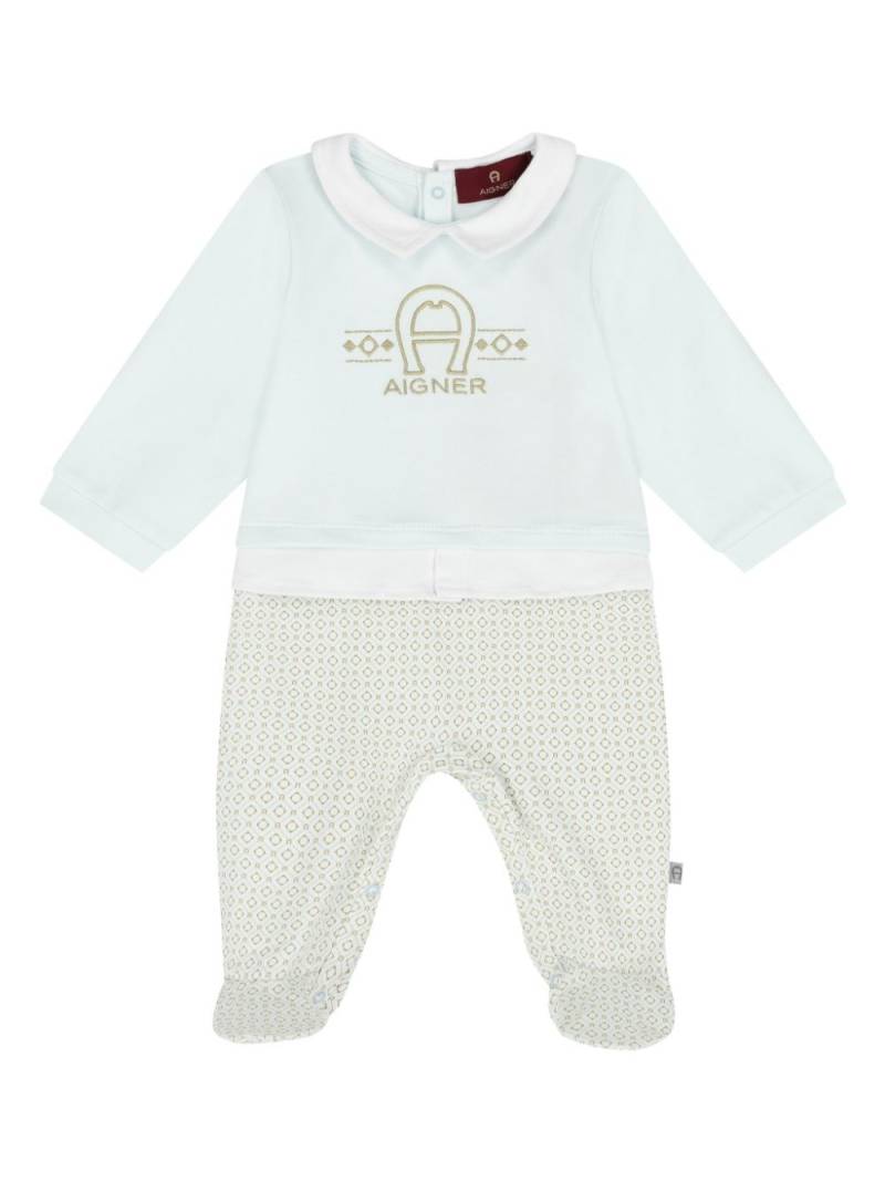 Aigner Kids logo-embroidered babygrow - Blue von Aigner Kids