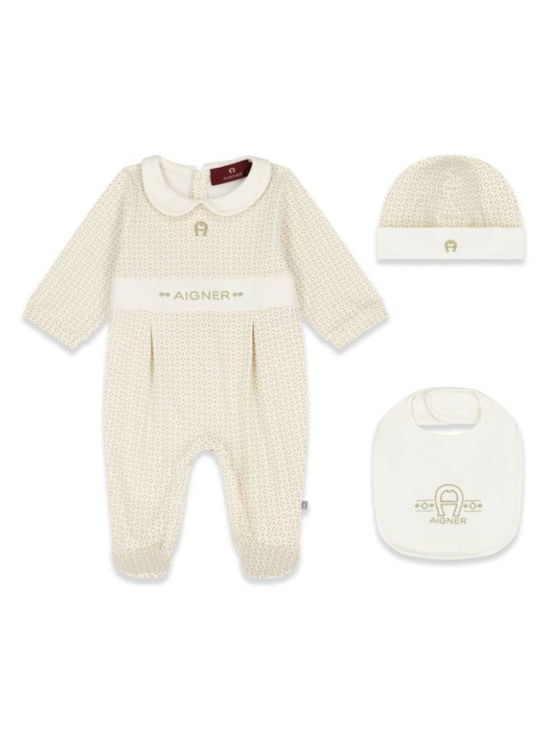 Aigner Kids logo-embroidered babygrow set - Neutrals von Aigner Kids