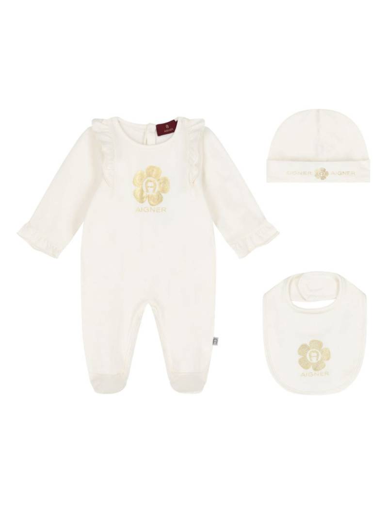 Aigner Kids logo-embroidered babygrow set - White von Aigner Kids