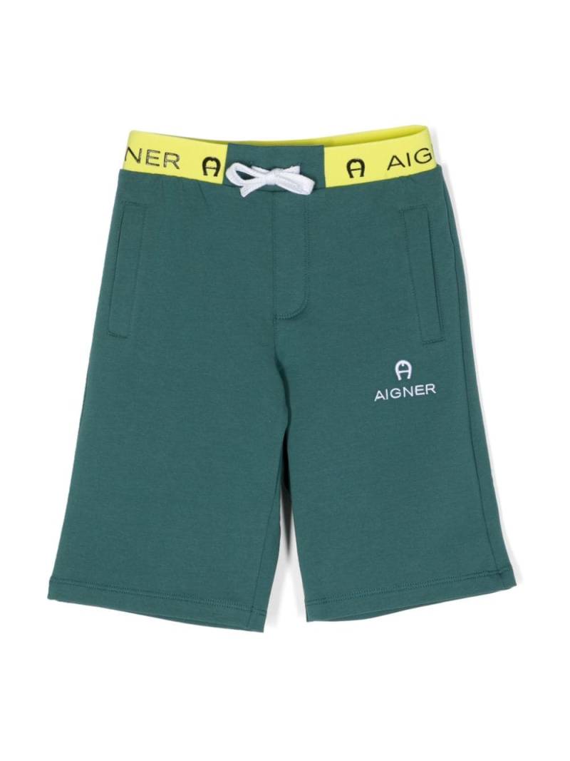 Aigner Kids logo-embroidered cotton shorts - Green von Aigner Kids