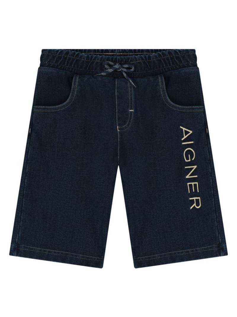 Aigner Kids logo-embroidered denim shorts - Blue von Aigner Kids