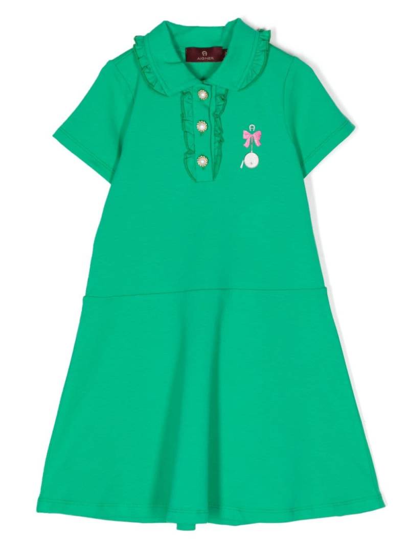 Aigner Kids logo-embroidered drop-waist dress - Green von Aigner Kids