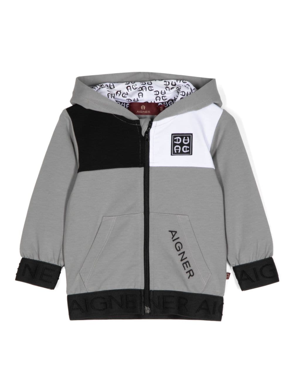 Aigner Kids logo-embroidered hooded jacket - Grey von Aigner Kids