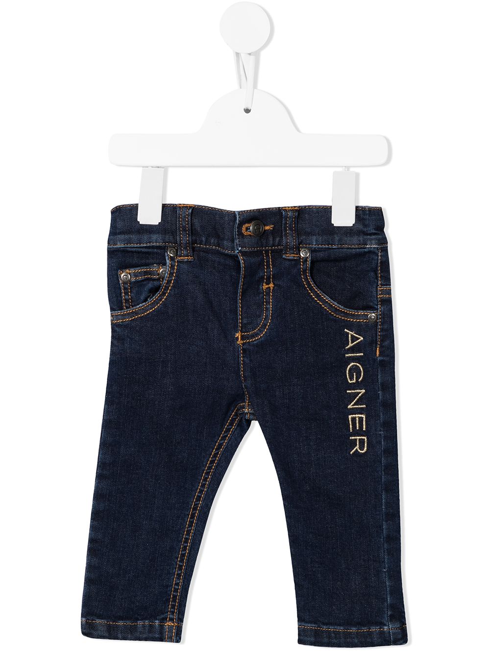 Aigner Kids logo-embroidered straight-leg jeans - Blue von Aigner Kids