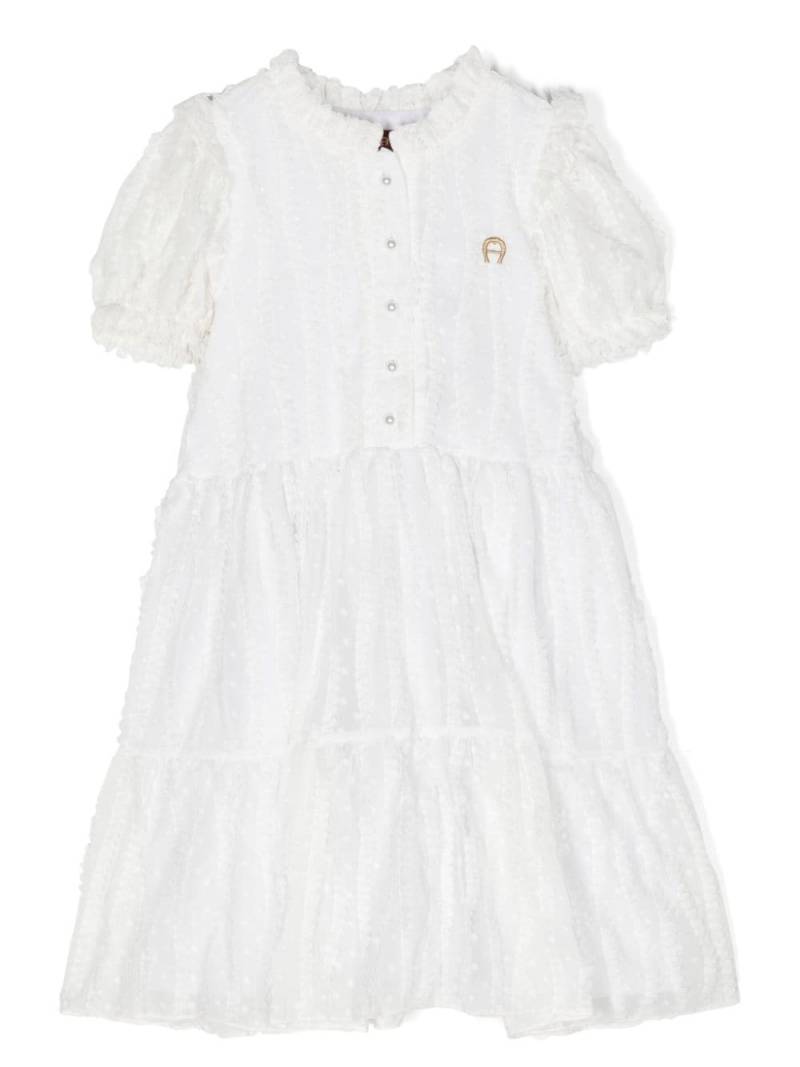 Aigner Kids logo-embroidered tiered skirt - White von Aigner Kids