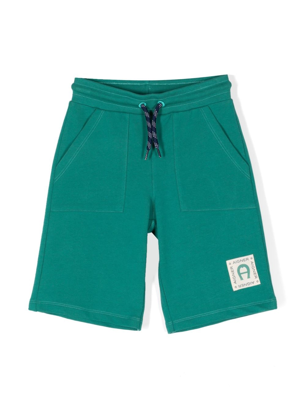 Aigner Kids logo-patch stretch-cotton Bermuda shorts - Green von Aigner Kids