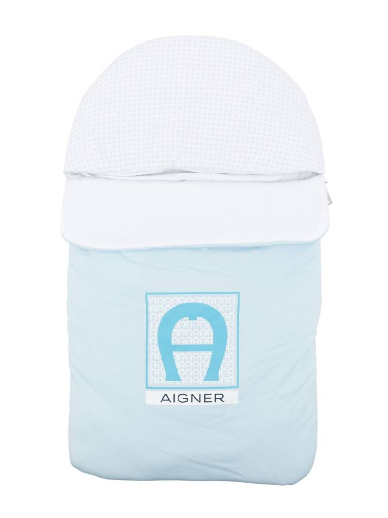 Aigner Kids logo-print Pima cotton baby nest - Blue von Aigner Kids