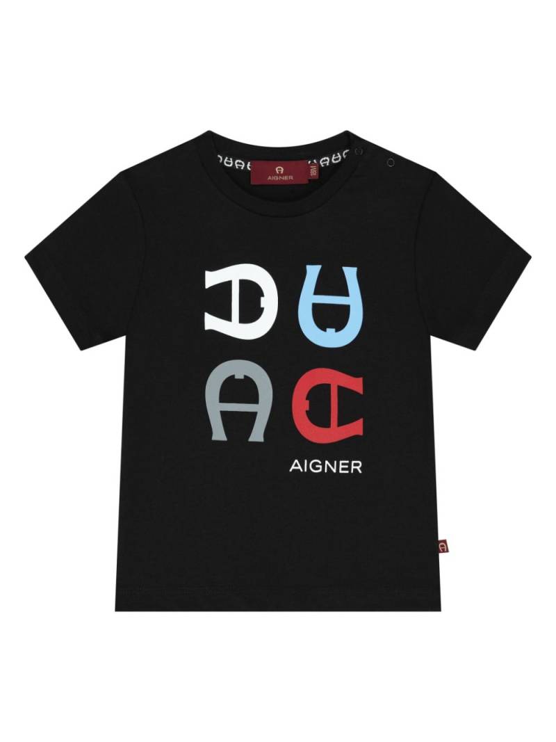 Aigner Kids logo-print T-shirt - Black von Aigner Kids