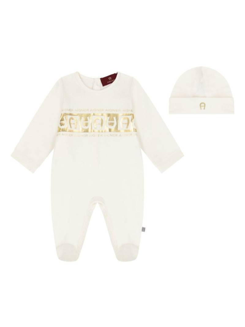 Aigner Kids logo-print babygrow set - White von Aigner Kids