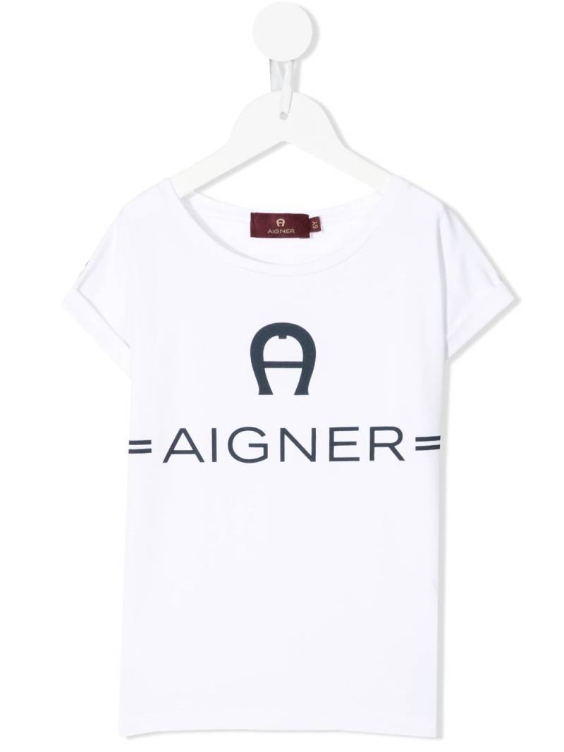 Aigner Kids logo-print cap-sleeve T-shirt - White von Aigner Kids