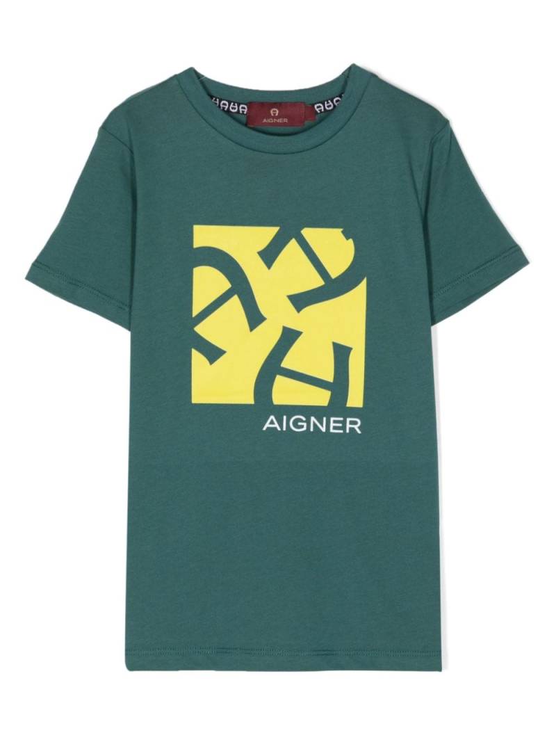 Aigner Kids logo-print cotton T-shirt - Green von Aigner Kids