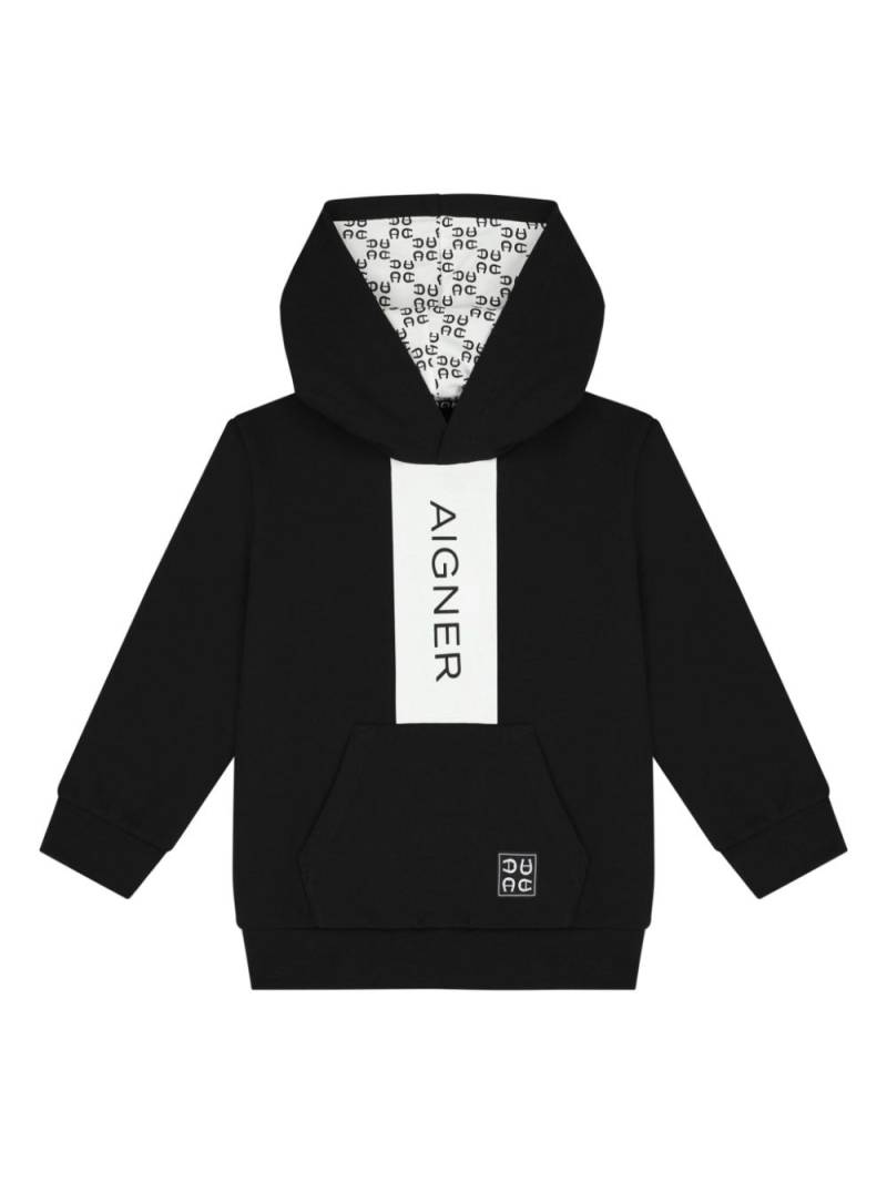 Aigner Kids logo-print hoodie - Black von Aigner Kids