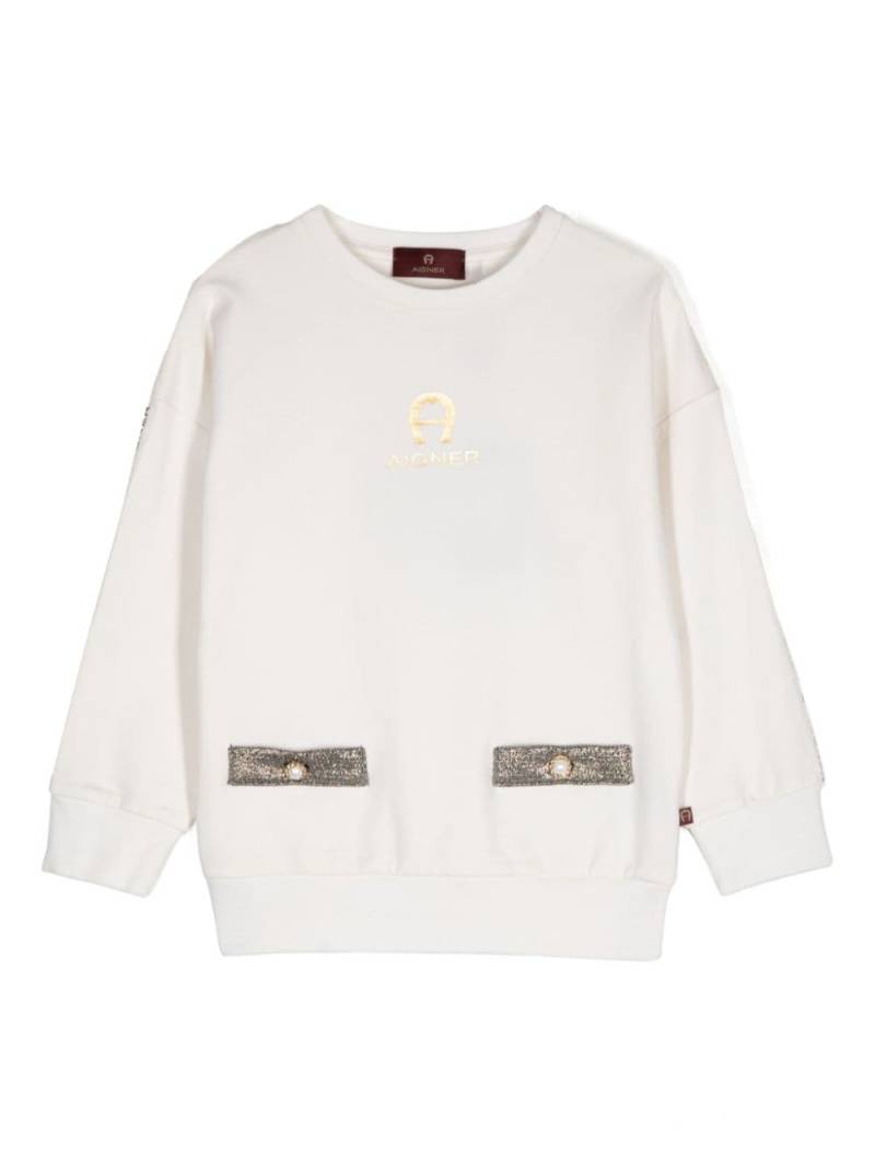 Aigner Kids logo-print jersey sweatshirt - Neutrals von Aigner Kids