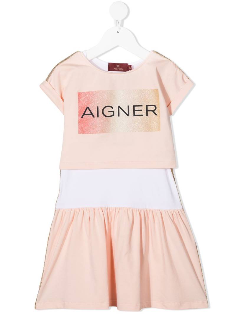 Aigner Kids logo print short-sleeve dress - Pink von Aigner Kids