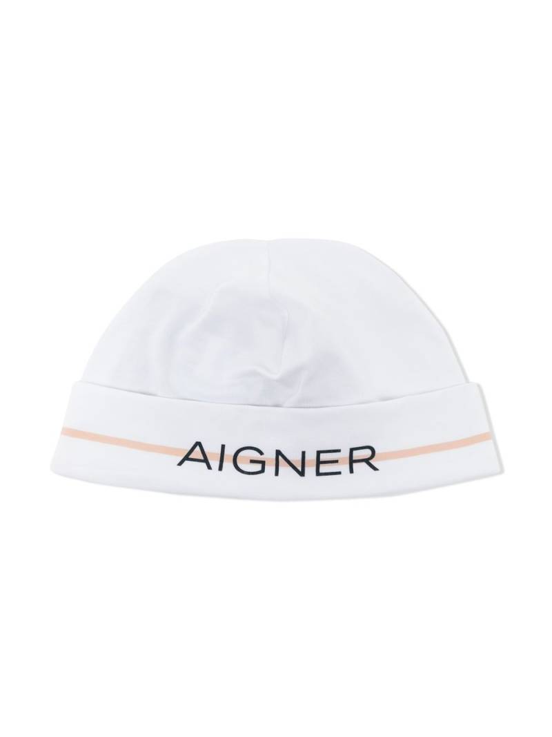 Aigner Kids logo-stripe print hat - White von Aigner Kids