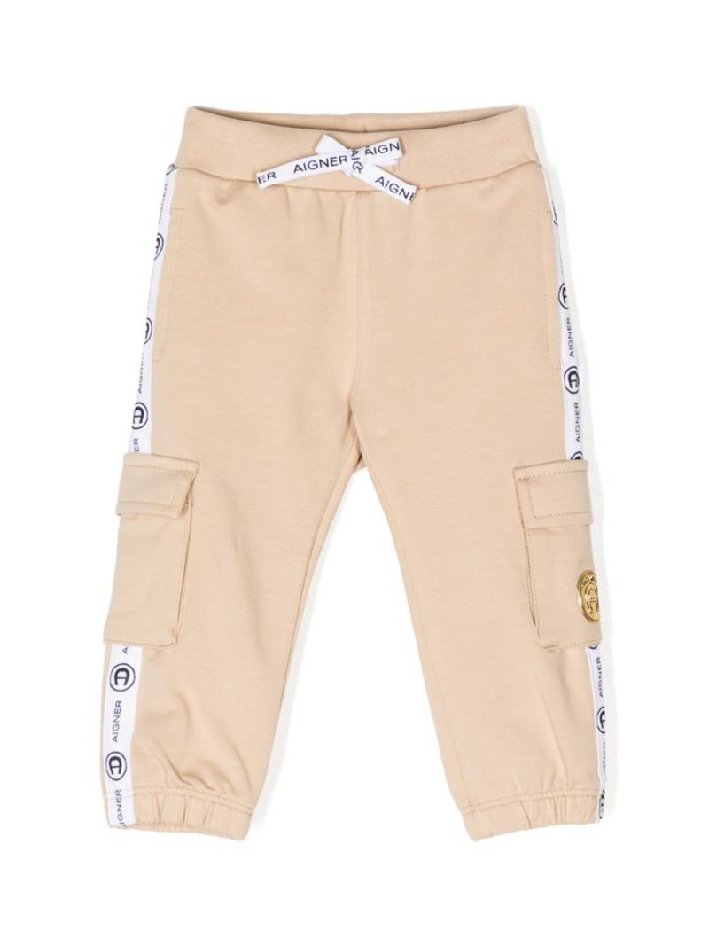 Aigner Kids logo-tape drawstring track pants - Neutrals von Aigner Kids