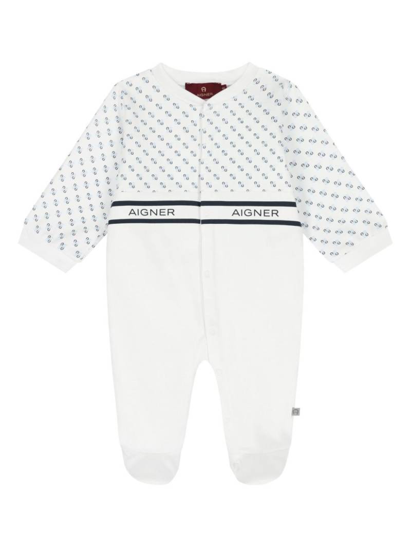 Aigner Kids monogram-pattern babygrow - White von Aigner Kids