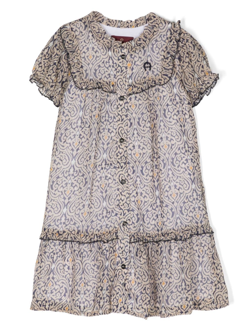 Aigner Kids polka dot-embroidered cotton dress - Multicolour von Aigner Kids