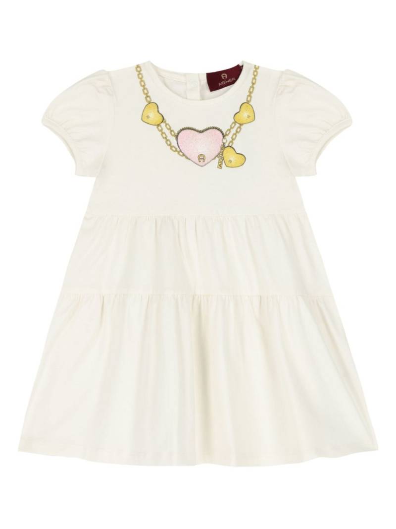 Aigner Kids printed tiered dress - Neutrals von Aigner Kids