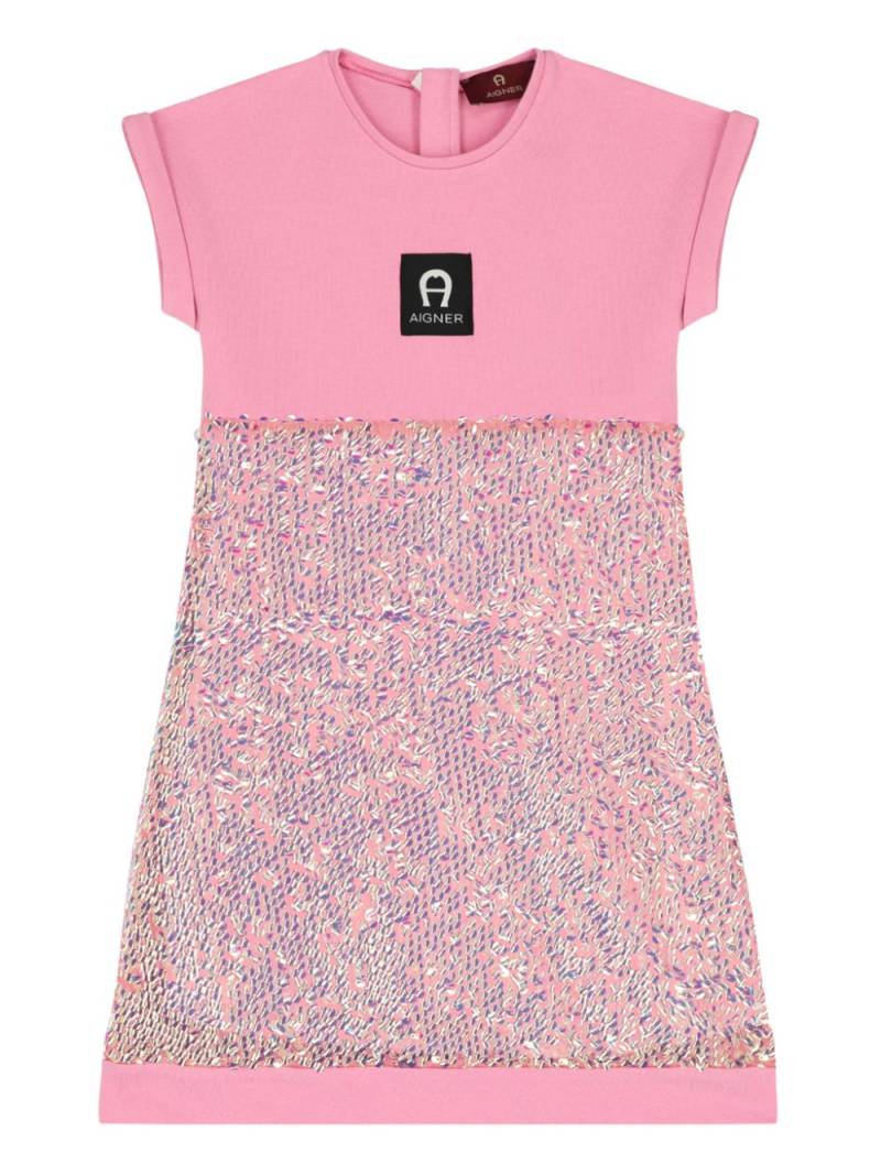 Aigner Kids sequinned appliqué dress - Pink von Aigner Kids