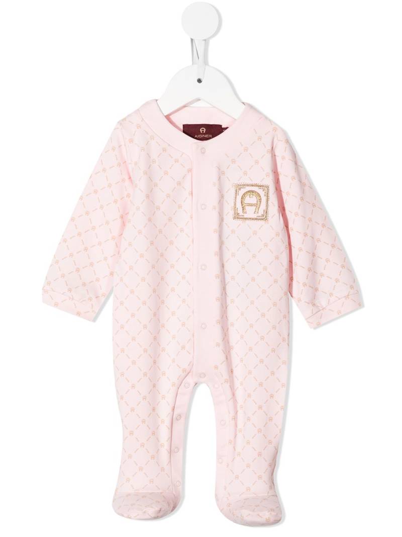 Aigner Kids sleeve logo-print babygrow - Pink von Aigner Kids