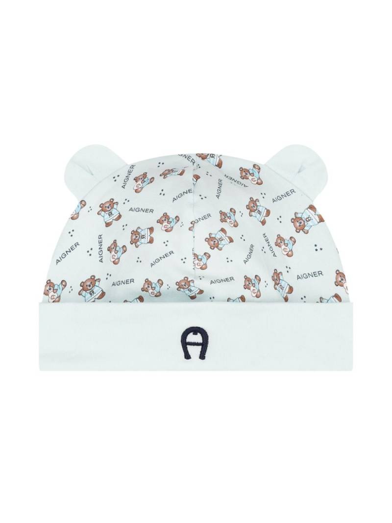 Aigner Kids teddy-bear print beanie - Blue von Aigner Kids