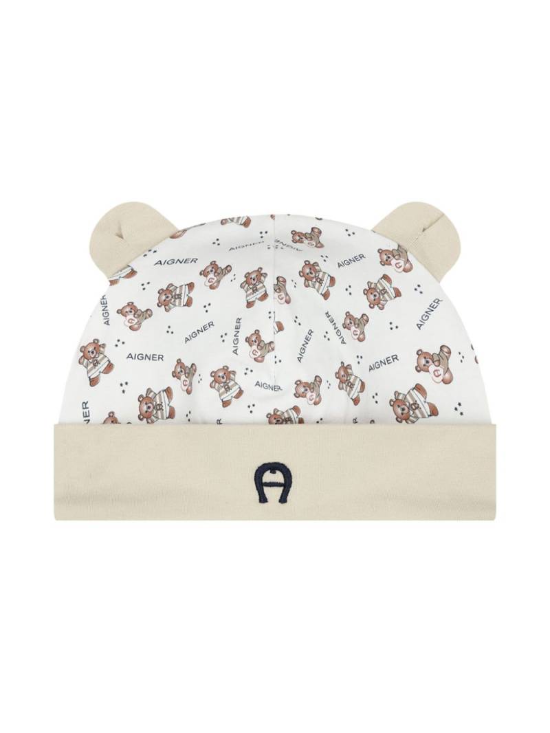 Aigner Kids teddy-bear print beanie - White von Aigner Kids