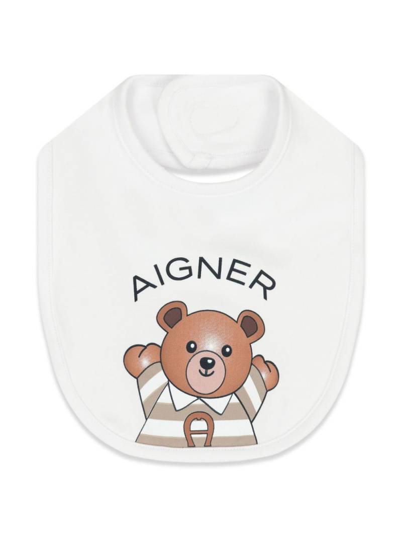 Aigner Kids teddy-bear print bib - White von Aigner Kids