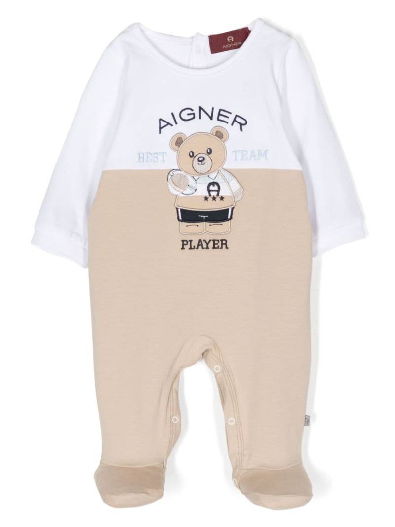 Aigner Kids teddy bear-print cotton romper - Brown von Aigner Kids