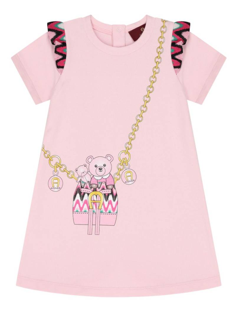 Aigner Kids teddy bear print short-sleeve dress - Pink von Aigner Kids