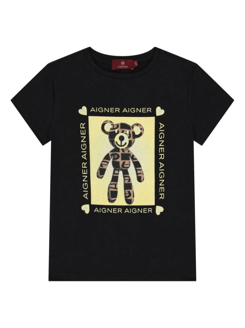 Aigner Kids teddy logo-print cotton t-shirt - Black von Aigner Kids