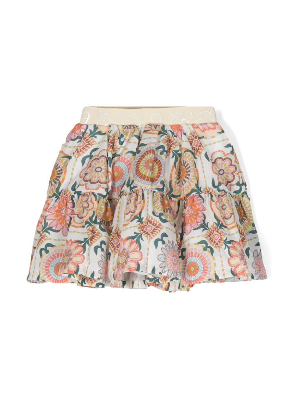 Aigner Kids tile-print tiered cotton skirt - White von Aigner Kids