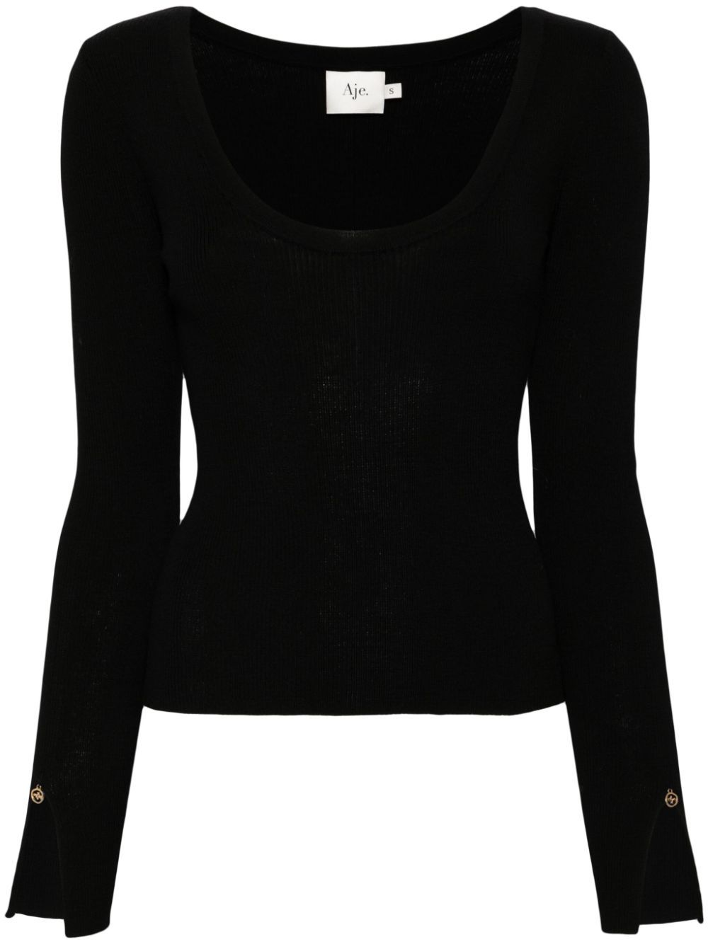 Aje Alina ribbed knit merino top - Black von Aje