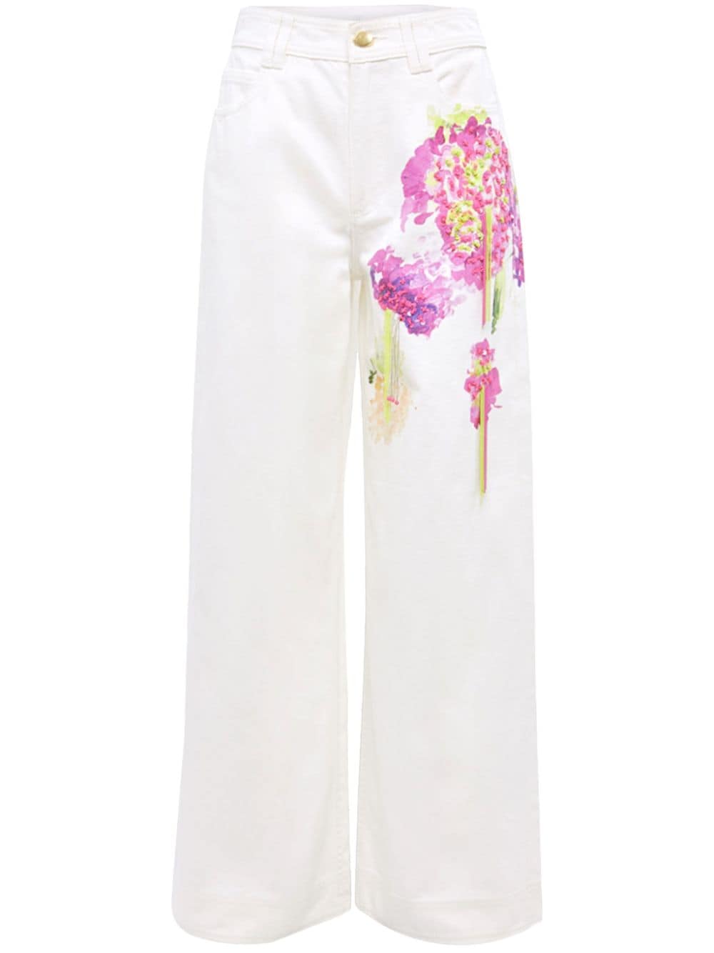 Aje floral-print wide-leg jeans - White von Aje