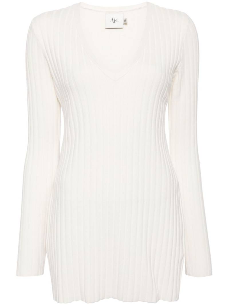 Aje logo-tape ribbed-knit jumper - White von Aje