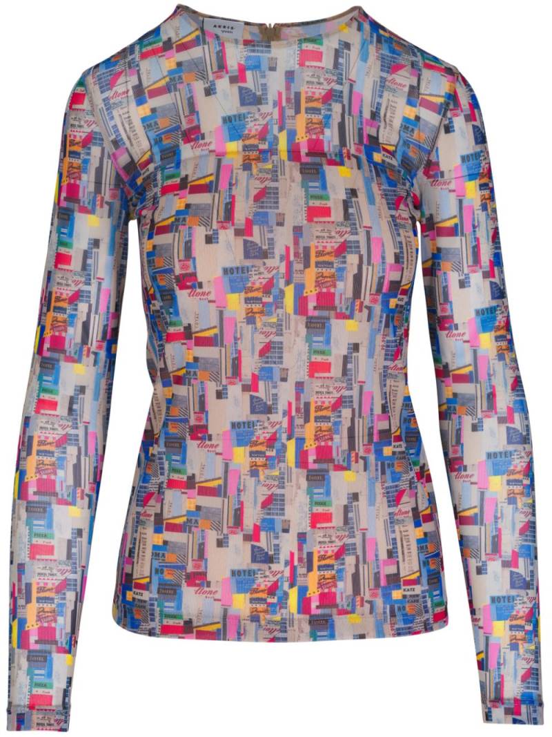 Akris Punto abstract-print long-sleeved top - Blue von Akris Punto