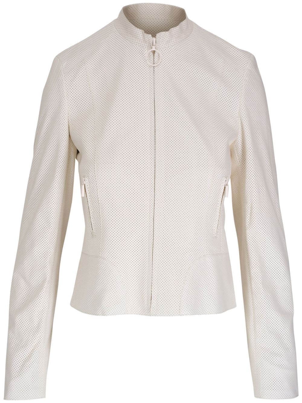 Akris Punto perforated zip-up leather jacket - Neutrals