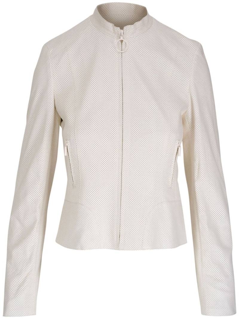 Akris Punto perforated zip-up leather jacket - Neutrals von Akris Punto