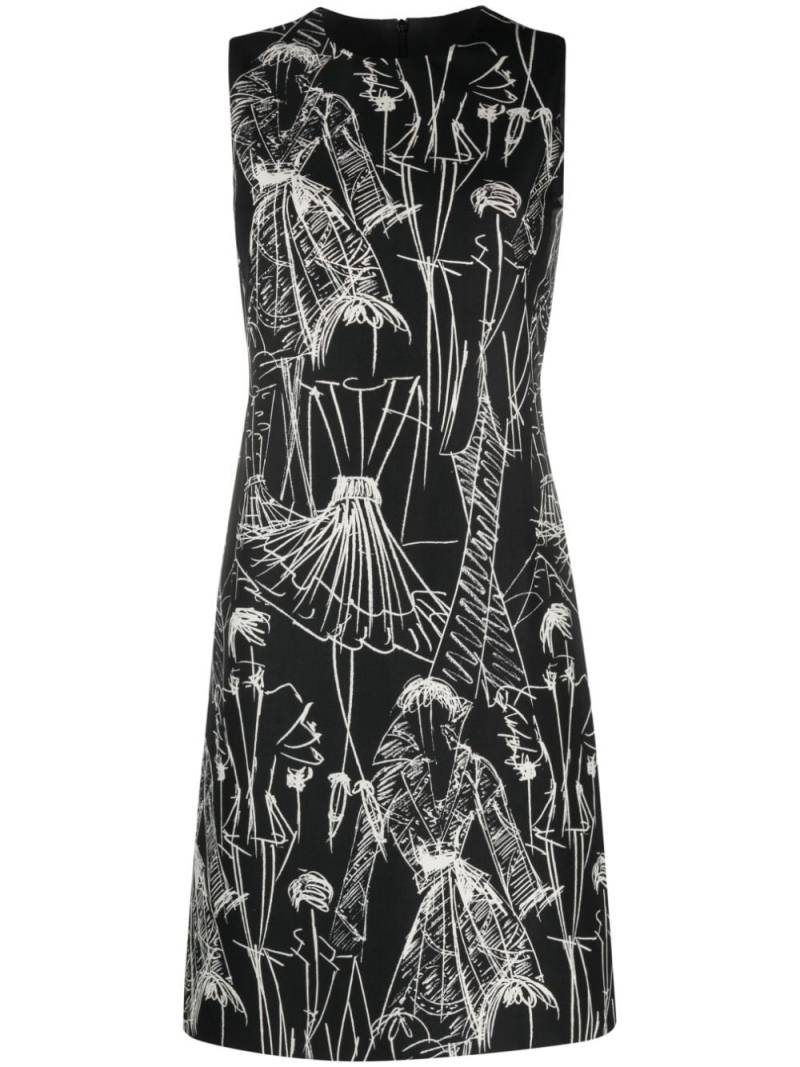 Akris Croquis-print sleeveless minidress - Black von Akris