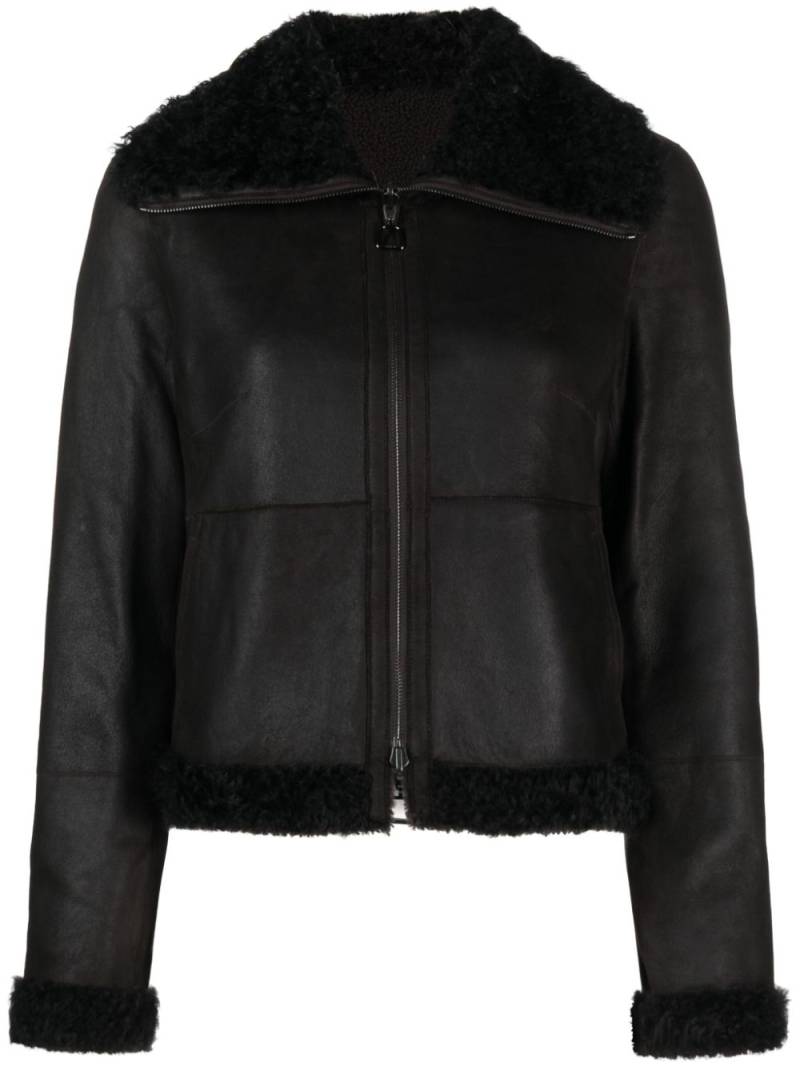 Akris shearling-collar leather jacket - Brown von Akris