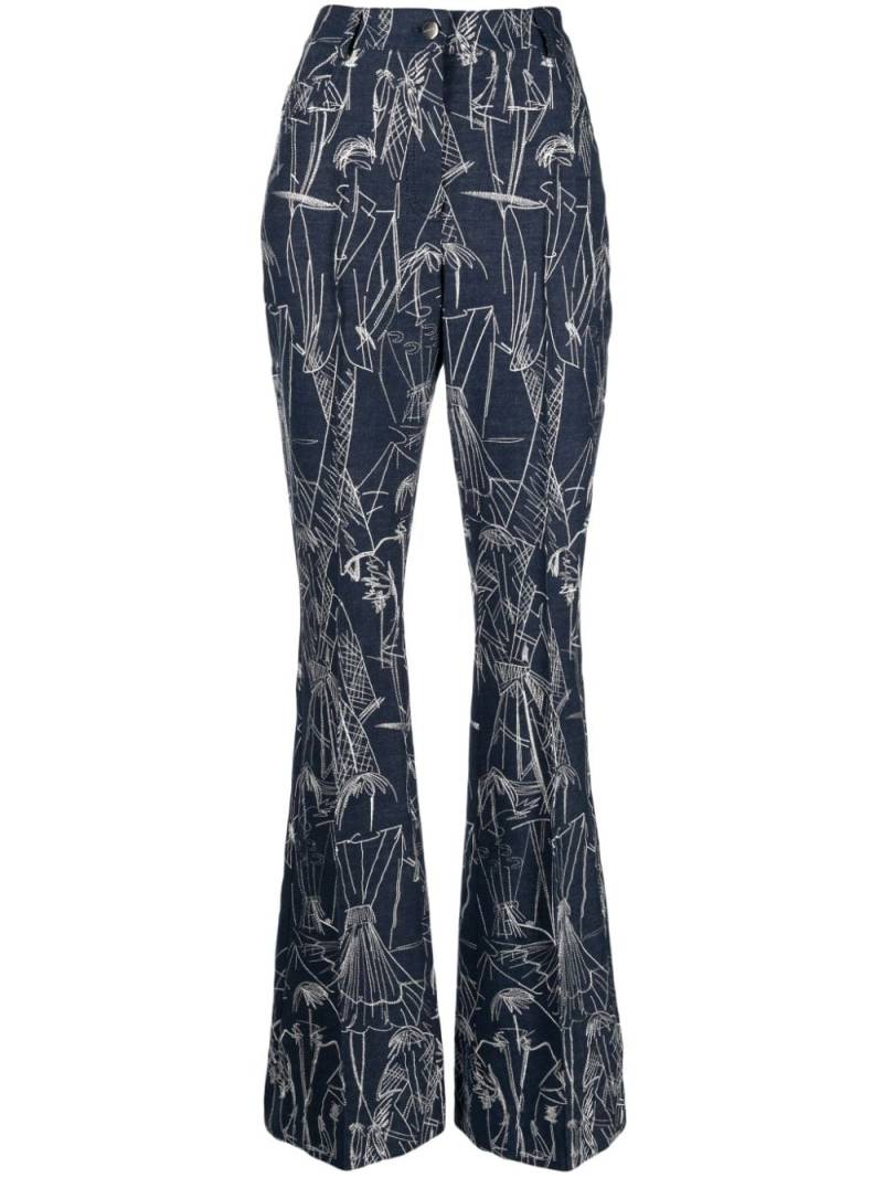 Akris sketch-print flared jeans - Blue von Akris