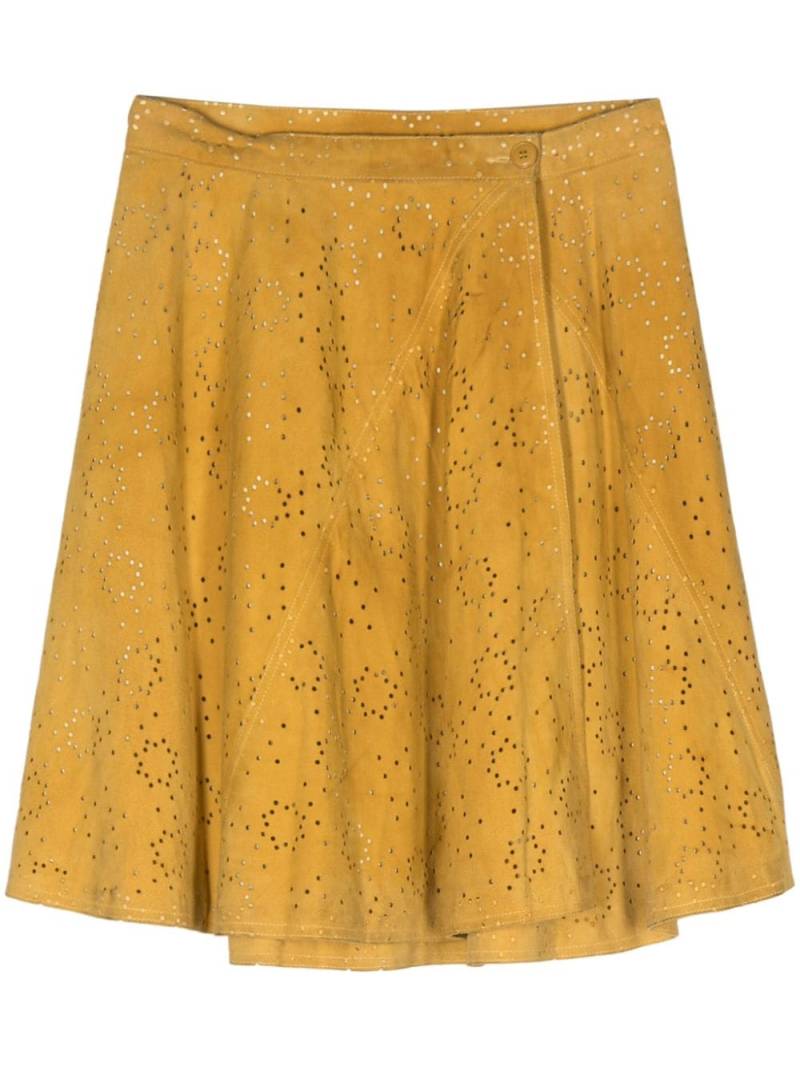 Alaïa Pre-Owned 1980s suede wrap skirt - Yellow von Alaïa Pre-Owned