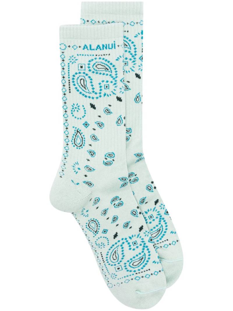 Alanui Bandana logo-embroidered ribbed-knit socks - Blue von Alanui