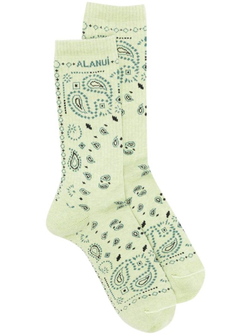 Alanui Bandana logo-embroidered ribbed-knit socks - Green von Alanui