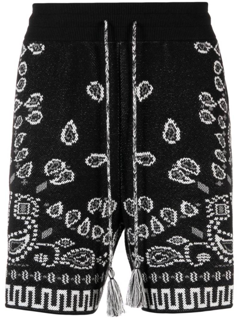 Alanui Bandana-pattern piqué-weave shorts - Black von Alanui