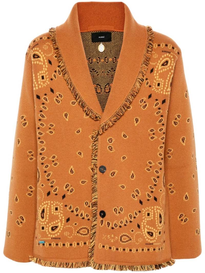 Alanui bandana-jacquard cashmere cardigan - Orange von Alanui