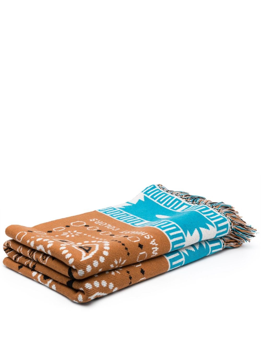 Alanui bandana jacquard knit virgin wool blanket - Brown von Alanui